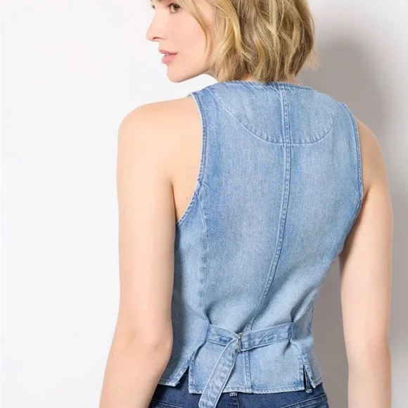 Evereve Cloth And Stone Seamed Denim Vest Size Large - Picture 3 of 8